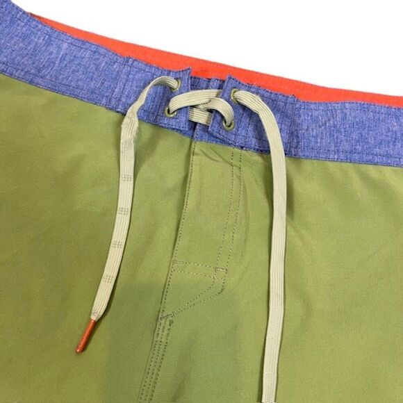 Cova Men's Swim Trunks Green with Blue Tie Waist Size 38 - Picture 3 of 9